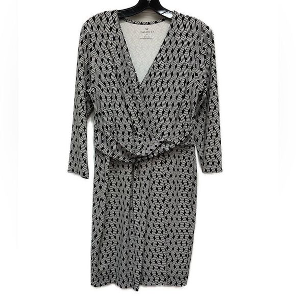 Talbots Black & White Twist Front Dress Size M - Picture 1 of 3